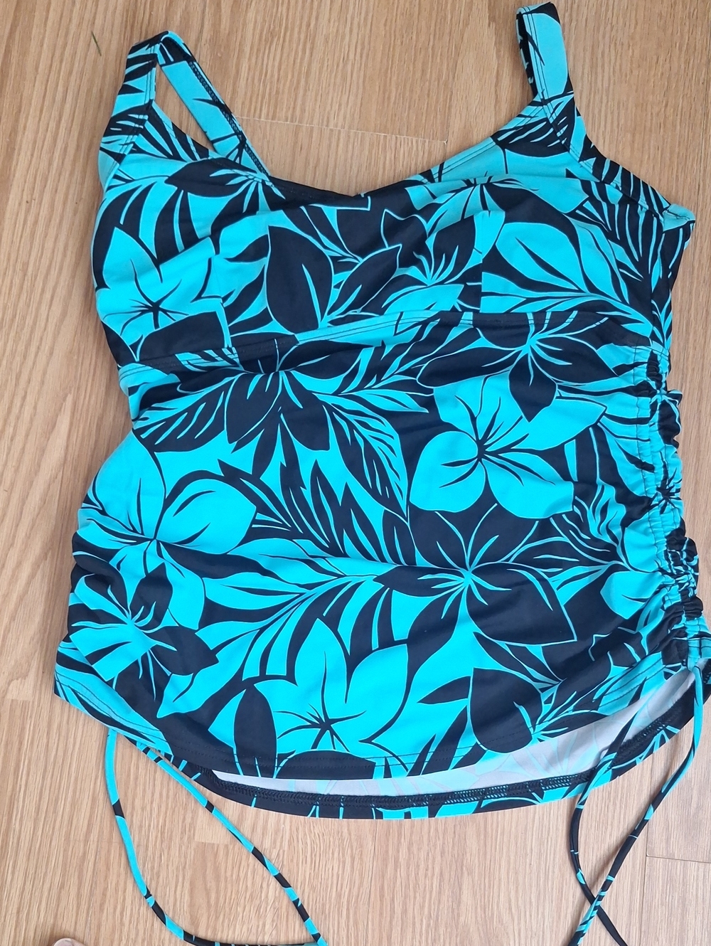 Women’s Floral Tankini Top - Teal & Black